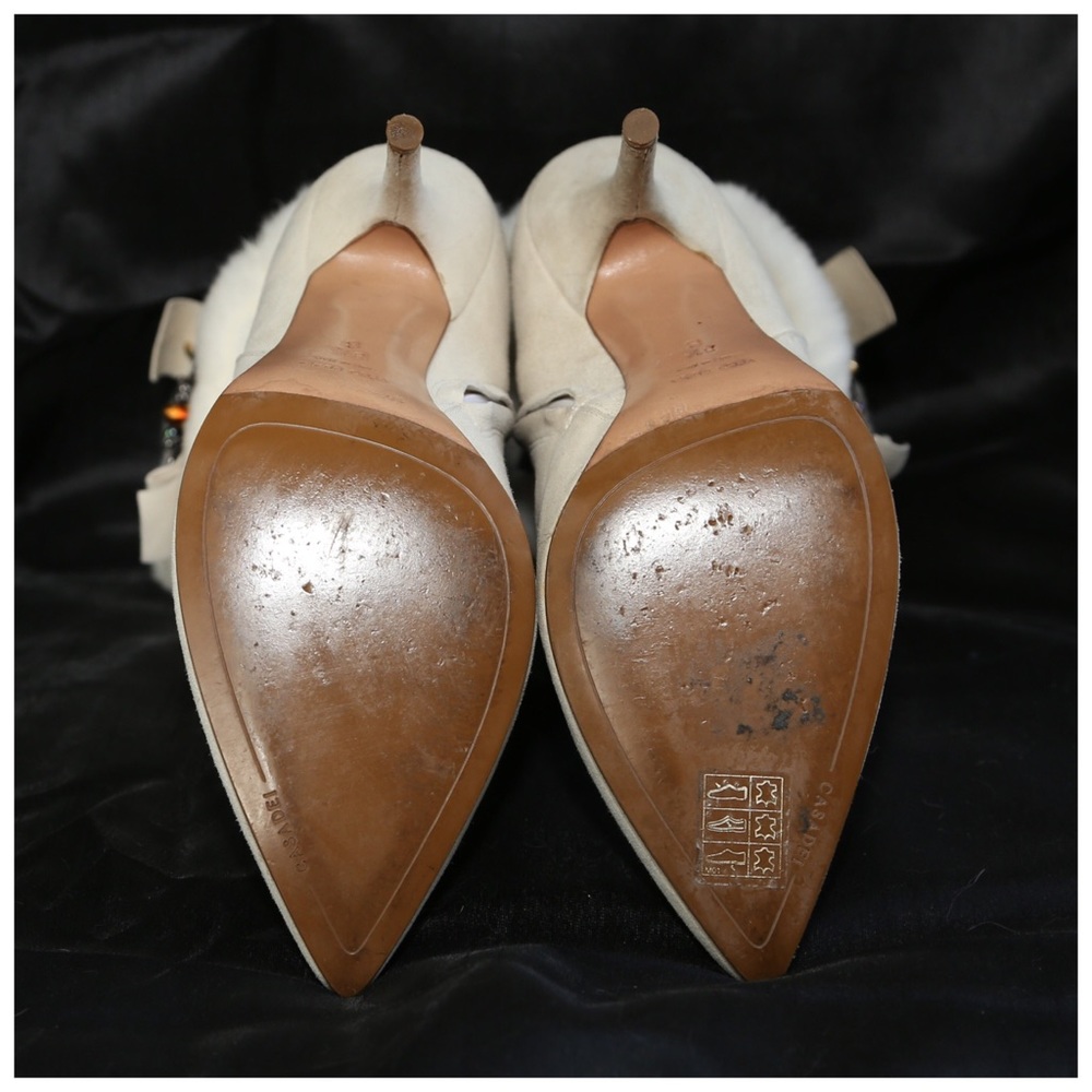 Casadei Lambskin Suede Fur Boots 8.5 - Picture 8 of 8